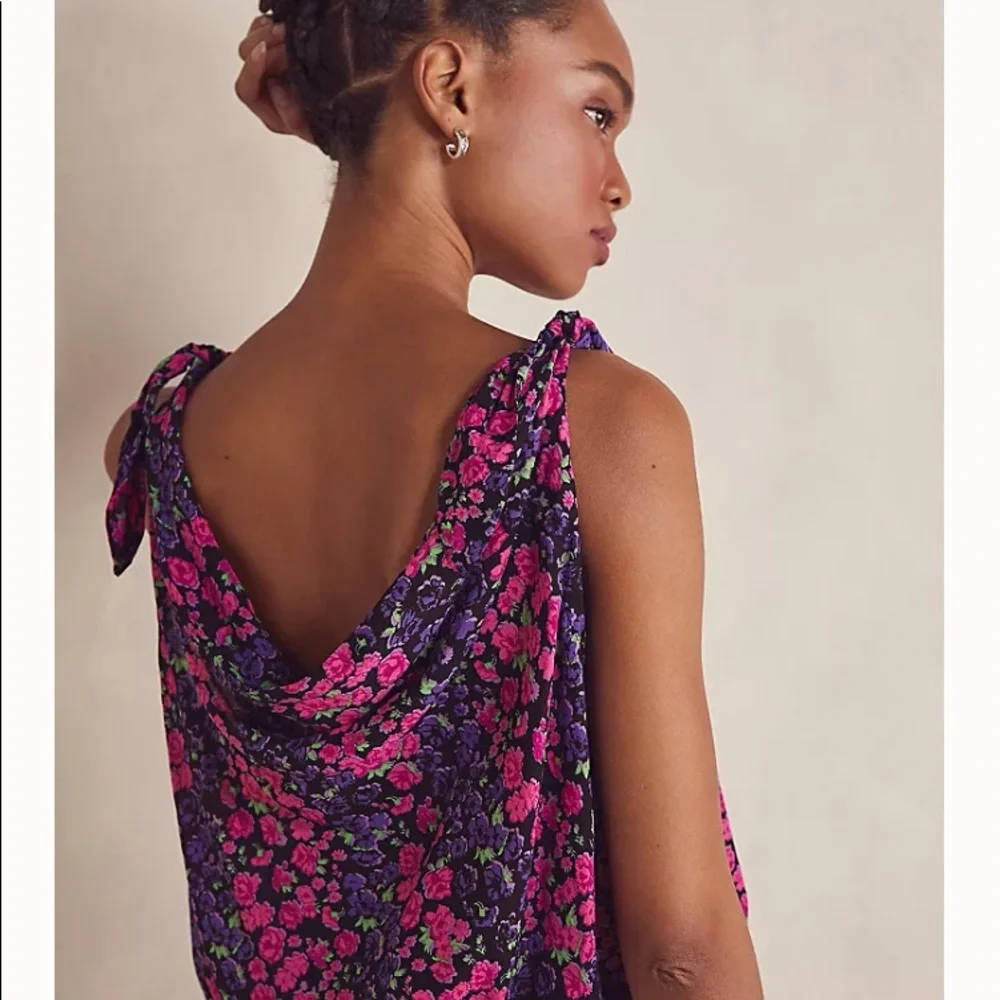 Free People Bare It All Bodysuit Floral Boho Purple Pink Party Blouse XS